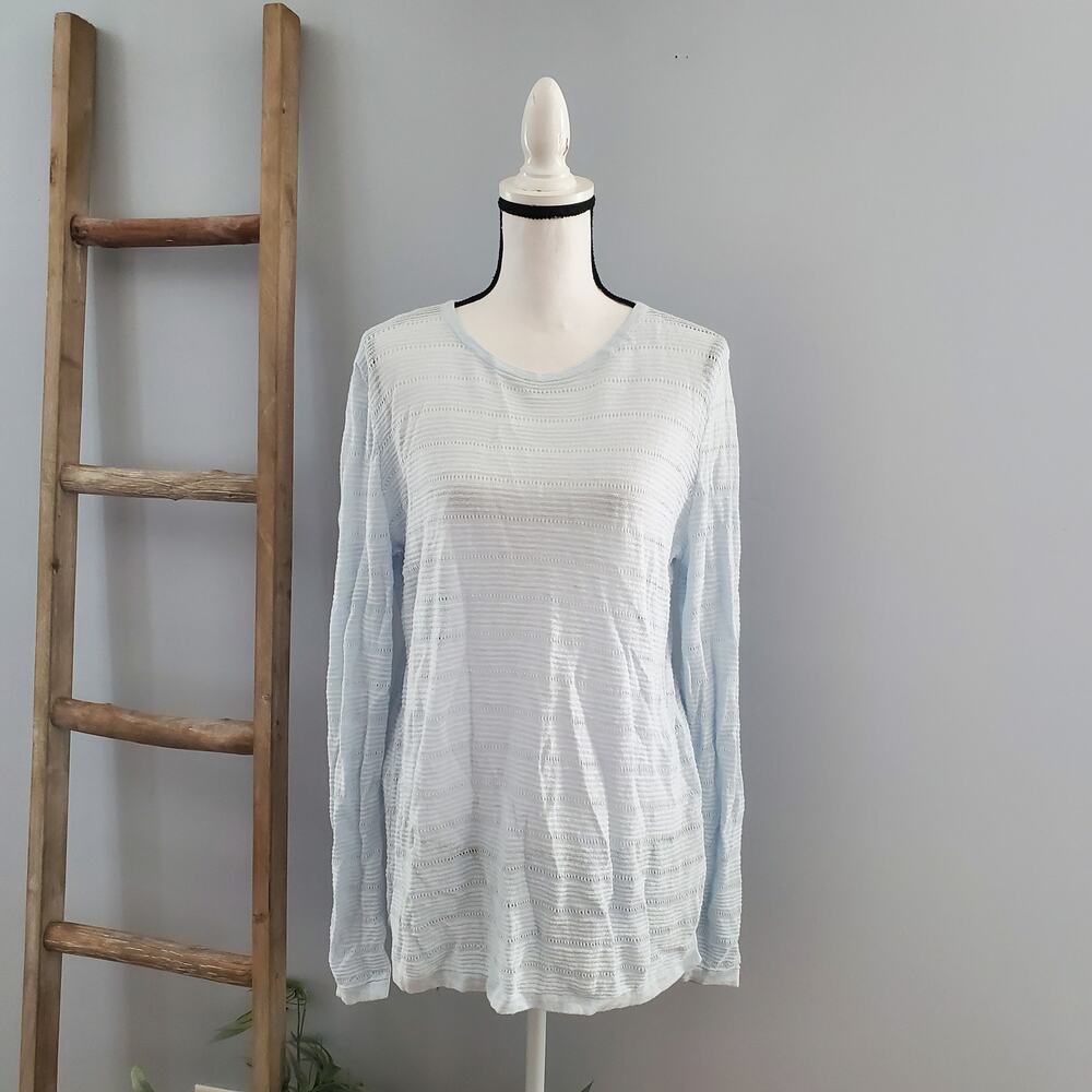 Cynthia Rowley Blue Lightweight 100% Linen Sweater L